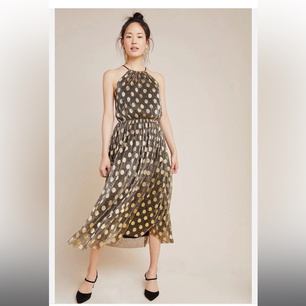 Anthropologie Sunday in Brooklyn Black and Gold Backless Dress